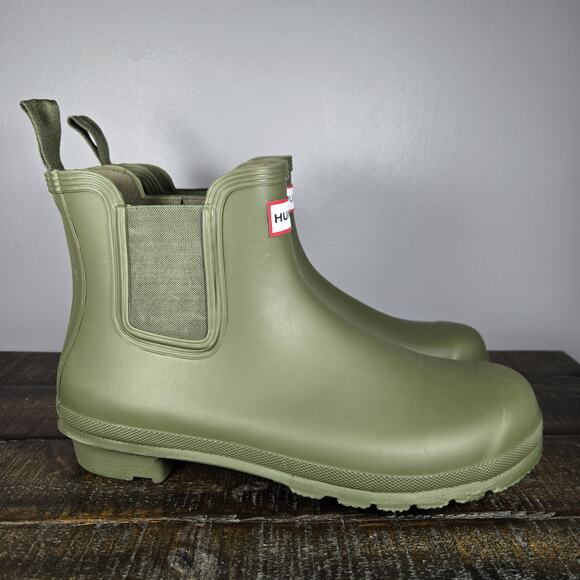Hunter Original Chelsea Womens Size 11 Rain Boots Short Waterproof Green Matte